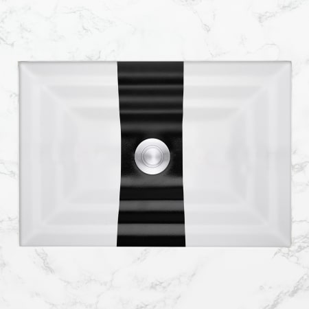Linkasink Ribbon 20" Rectangular Glass Undermount Bathroom Sink White Glass with Black Accent