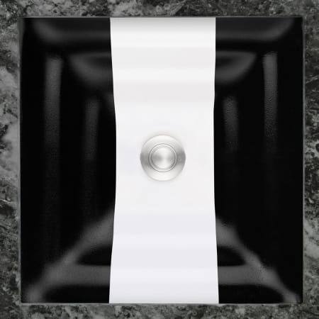 Linkasink Ribbon 16-1/2" Square Glass Undermount Bathroom Sink Black Glass with White Accent