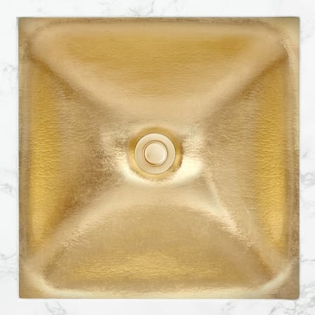 Linkasink Dune 16-1/2" Square Glass Undermount Bathroom Sink Gold Leaf