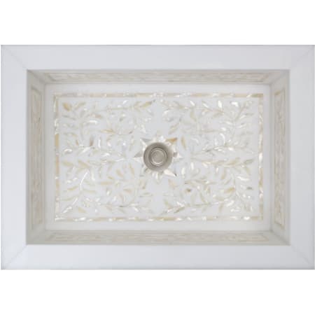 Linkasink 20-3/4" Rectangular White Marble with Mother of Pearl Inlay Undermount Bathroom Sink White