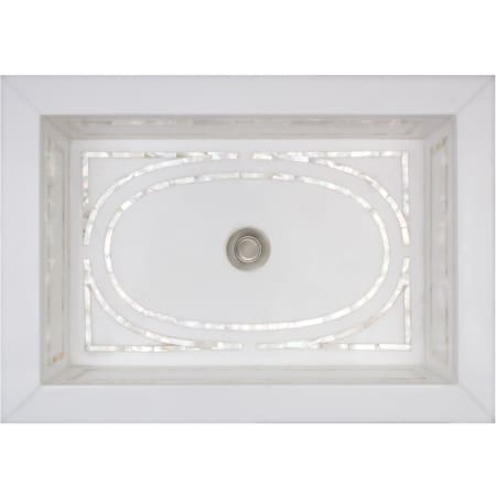 Linkasink 20-3/4" Rectangular White Marble with Mother of Pearl Inlay Undermount Bathroom Sink White