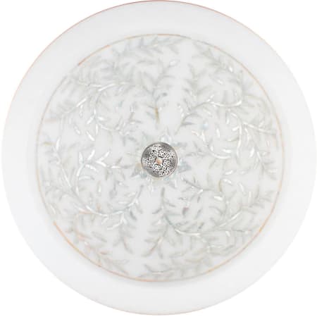 Linkasink 16-1/2" Circular White Marble with Mother of Pearl Inlay Drop In or Vessel Bathroom Sink White