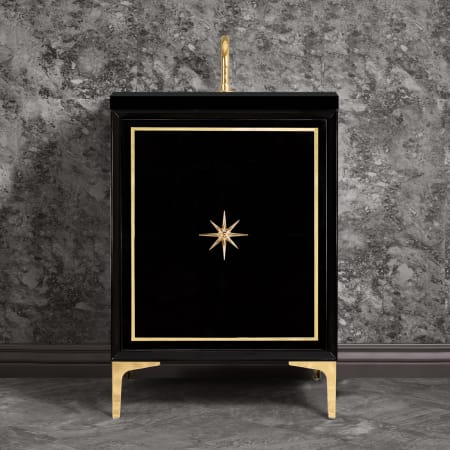 Linkasink Linea 24" Single Free Standing Vanity Cabinet Only - Less Vanity Top Black with Polished Brass