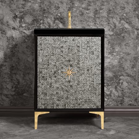 Linkasink Mother of Pearl 24" Single Free Standing Vanity Cabinet Only - Less Vanity Top Black with Polished Brass