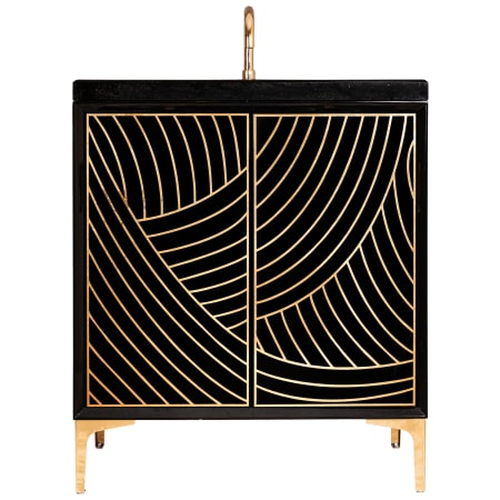 Linkasink Lateen 30" Free Standing Plywood Vanity Cabinet Only - Less Vanity Top Black / Polished Brass