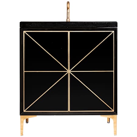 Linkasink Divergence 30" Free Standing Plywood Vanity Cabinet Only - Less Vanity Top Black / Polished Brass