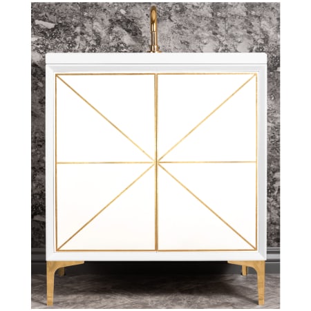 Linkasink Divergence 30" Free Standing Plywood Vanity Cabinet Only - Less Vanity Top White / Polished Brass