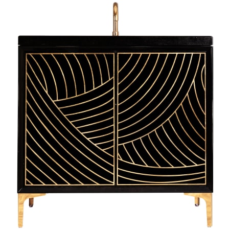 Linkasink Lateen 36" Free Standing Plywood Vanity Cabinet Only - Less Vanity Top Black / Polished Brass