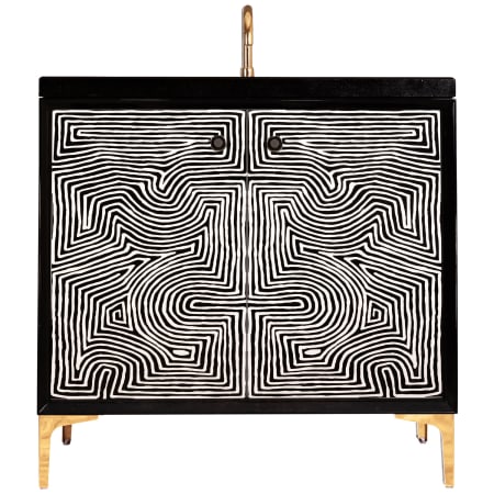 Linkasink Kuba 36" Free Standing Plywood Vanity Cabinet Only - Less Vanity Top Black / Polished Brass