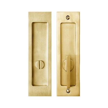 Linnea 304 Grade Stainless Steel Square ADA Compliant Privacy Pocket Door Lock PVD Satin Brass