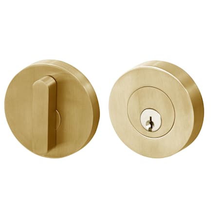 Linnea Marine Grade 316 Stainless Steel DB63 Modern Keyed Entry Single Cylinder Deadbolt with Thumb turn PVD Satin Brass