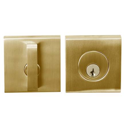 Linnea Marine Grade 316 Stainless Steel DB63 Modern Keyed Entry Single Cylinder Deadbolt with Thumbturn PVD Satin Brass
