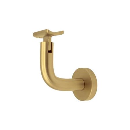Linnea 304 Grade Stainless Steel 3-1/8 Inch Projection Concrete Mount Hand Rail Bracket with Curve Clamp and Round Rose PVD Satin Brass