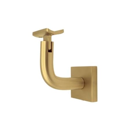 Linnea 304 Grade Stainless Steel 3-3/16 Inch Projection Glass Mount Hand Rail Bracket with Curve Clamp and Square Rose PVD Satin Brass