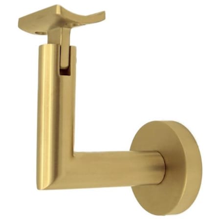 Linnea 304 Grade Stainless Steel 3-1/8 Inch Projection Concrete Mount Hand Rail Bracket with Curve Clamp and Round Rose PVD Satin Brass