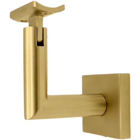 Linnea 304 Grade Stainless Steel 3-1/8 Inch Projection Concrete Mount Hand Rail Bracket with Curve Clamp and Square Rose PVD Satin Brass