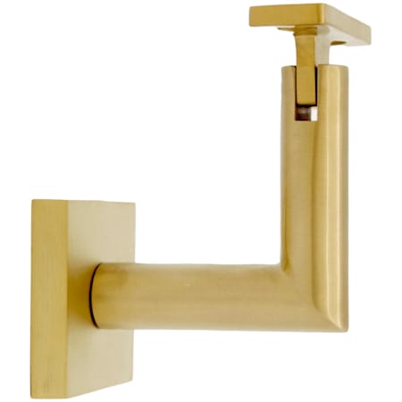 Linnea 304 Grade Stainless Steel 3-3/16 Inch Projection Glass Mount Hand Rail Bracket with Flat Clamp and Square Rose PVD Satin Brass