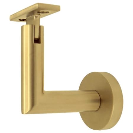 Linnea 304 Grade Stainless Steel 3-1/8 Inch Projection Surface Mount Hand Rail Bracket with Flat Clamp and Round Rose PVD Satin Brass