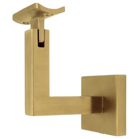 Linnea 304 Grade Stainless Steel 3-1/8 Inch Projection Concrete Mount Hand Rail Bracket with Curve Clamp and Square Rose PVD Satin Brass