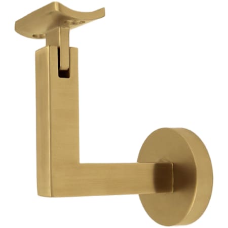 Linnea 304 Grade Stainless Steel 3-3/16 Inch Projection Glass Mount Hand Rail Bracket with Curve Clamp and Round Rose PVD Satin Brass
