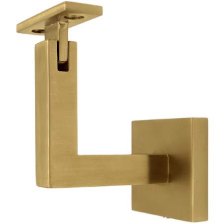 Linnea 304 Grade Stainless Steel 3-3/16 Inch Projection Glass Mount Hand Rail Bracket with Flat Clamp and Square Rose PVD Satin Brass