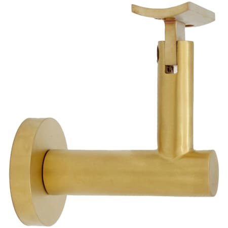 Linnea 304 Grade Stainless Steel 3-9/16 Inch Projection Concrete Mount Hand Rail Bracket with Curve Clamp and Round Rose PVD Satin Brass