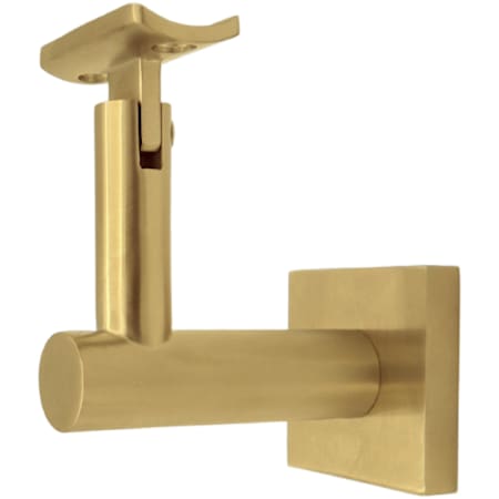 Linnea 304 Grade Stainless Steel 3-9/16 Inch Projection Concrete Mount Hand Rail Bracket with Curve Clamp and Square Rose PVD Satin Brass