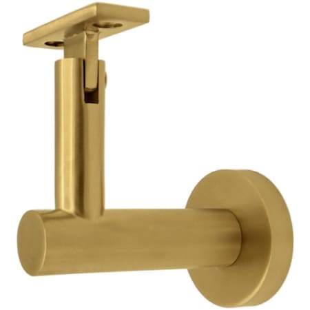 Linnea 304 Grade Stainless Steel 3-9/16 Inch Projection Glass Mount Hand Rail Bracket with Flat Clamp and Round Rose PVD Satin Brass