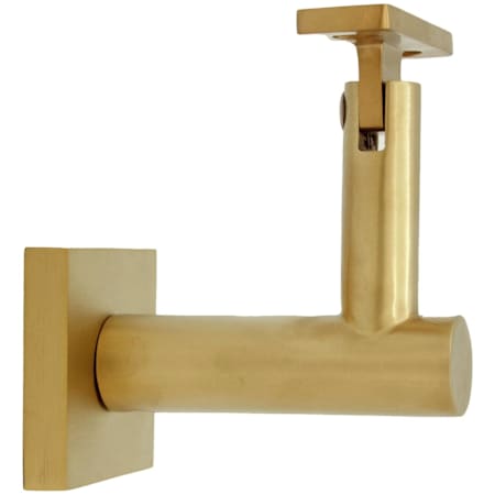 Linnea 304 Grade Stainless Steel 3-9/16 Inch Projection Glass Mount Hand Rail Bracket with Flat Clamp and Square Rose PVD Satin Brass