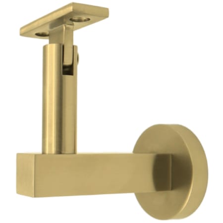 Linnea 304 Grade Stainless Steel 3-9/16 Inch Projection Concrete Mount Hand Rail Bracket with Flat Clamp and Round Rose PVD Satin Brass
