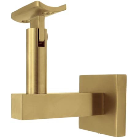 Linnea 304 Grade Stainless Steel 3-9/16 Inch Projection Glass Mount Hand Rail Bracket with Curve Clamp and Square Rose PVD Satin Brass