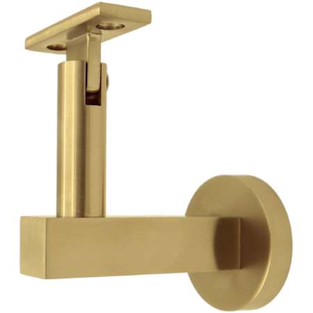 Linnea 304 Grade Stainless Steel 3-9/16 Inch Projection Surface Mount Hand Rail Bracket with Flat Clamp and Round Rose PVD Satin Brass