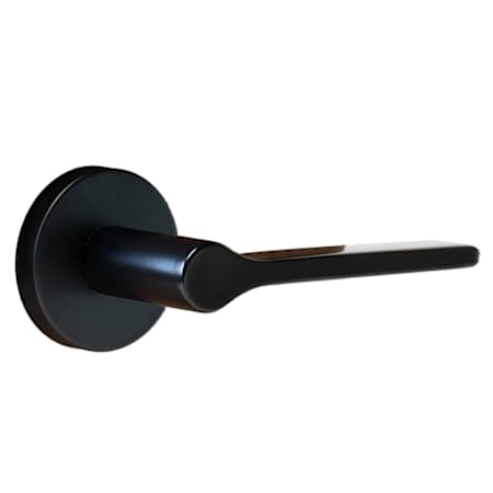 Linnea L07 Passage Door Lever Set with Round Rose from the Alpine Collection Satin Black