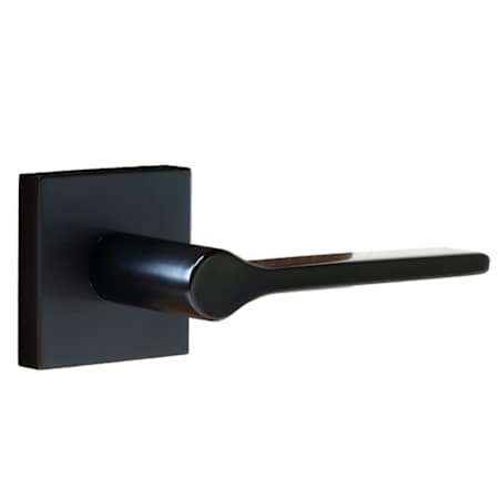 Linnea L07 Privacy Door Lever Set with Square Rose from the Alpine Collection Satin Black