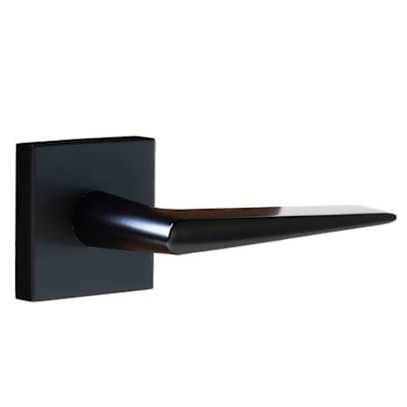 Linnea L16 Non-Turning One-Sided Dummy Door Lever with Square Rose and 28 Degree Latch from the Alpine Collection Satin Black