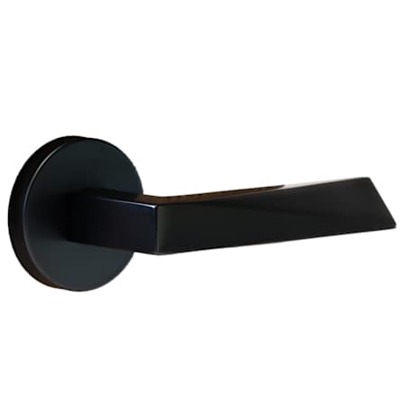 Linnea L19 Privacy Door Lever Set with Round Rose from the Alpine Collection Satin Black