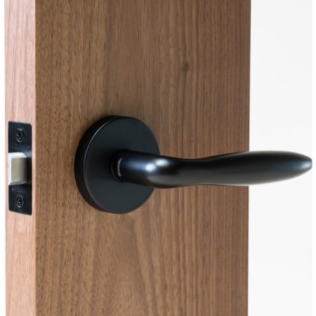 Linnea Marine Grade 316 Stainless Steel LL26 Passage Door Lever Set with Straight Rose Satin Black