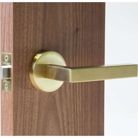 Linnea Marine Grade 316 Stainless Steel LL90 Dummy Door Lever Set with Round Rose Satin Brass