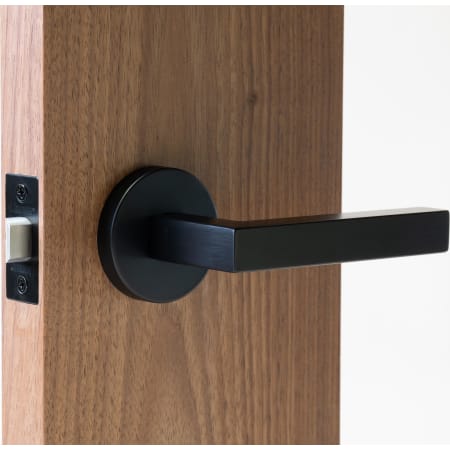 Linnea Marine Grade 316 Stainless Steel LL90 Privacy Door Lever Set with Round Rose Satin Black