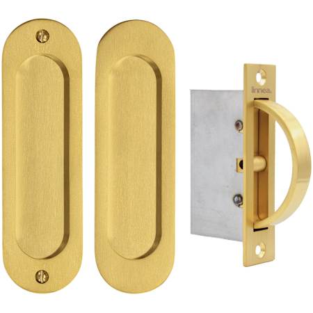 Linnea 304 Grade Stainless Steel Round Pocket Door Pull PVD Satin Brass