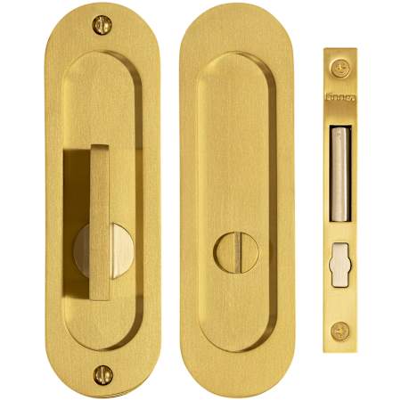 Linnea 304 Grade Stainless Steel Round ADA Compliant Privacy Pocket Door Lock PVD Satin Brass