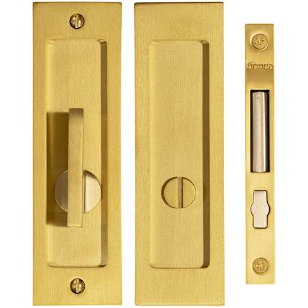 Linnea 304 Grade Stainless Steel Square ADA Compliant Privacy Pocket Door Lock PVD Satin Brass