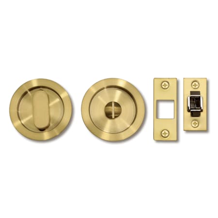 Linnea 304 Grade Stainless Steel Round Privacy Pocket Door Lock PVD Satin Brass
