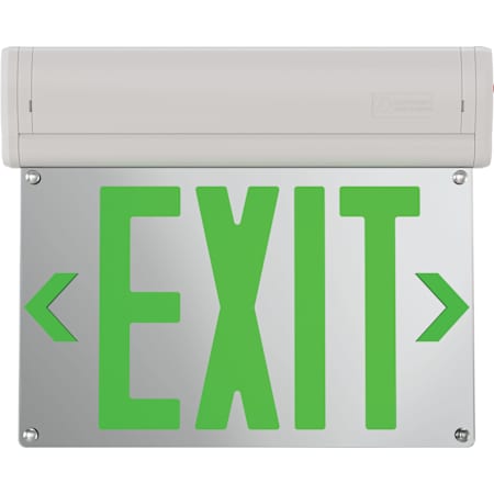 Lithonia Lighting Basics Edge-Lit Exit Sign 4" Wide LED Green Letter Surface Exit Light White