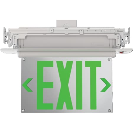 Lithonia Lighting Basics Edge-Lit Exit Sign 4" Wide Green Letter Surface or Recessed Mount LED Exit Light White