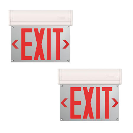 Lithonia Lighting Basics Edge-Lit Exit Sign 4" Wide LED Red Letter Exit Light - 2-Pack White