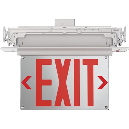 Lithonia Lighting Basics Edge-Lit Exit Sign 4" Wide Red Letter Surface or Recessed Mount LED Exit Sign White
