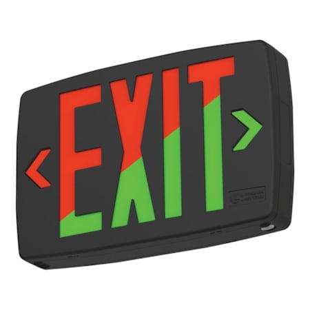Lithonia Lighting Contractor Select Quantum LQM MVolt Dual Face Selectable Red / Green LED Exit Sign Black