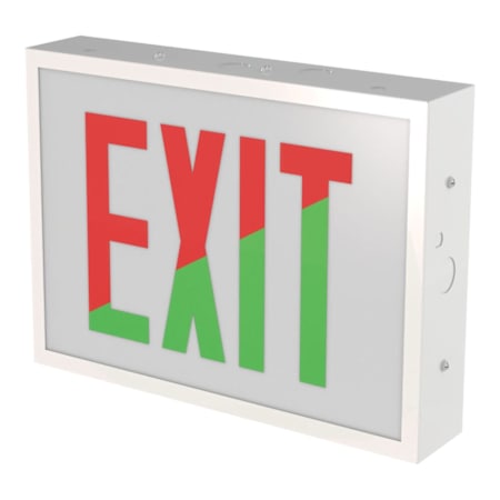 Lithonia Lighting Indura TCE UVOLT LED Exit Sign with Red and Green Panels White