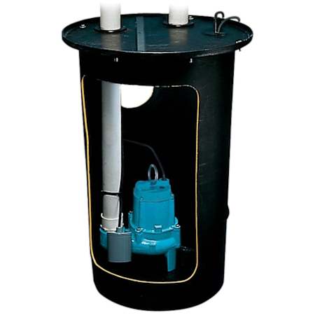 Little Giant 9S-SMPXRT-K - 4/10 HP Cast Iron Pre-Packaged Sewage Pump (9SC-CIA-RF) System with PB Tether Float (18" x 30" - Roll Top Poly Basin) N/A